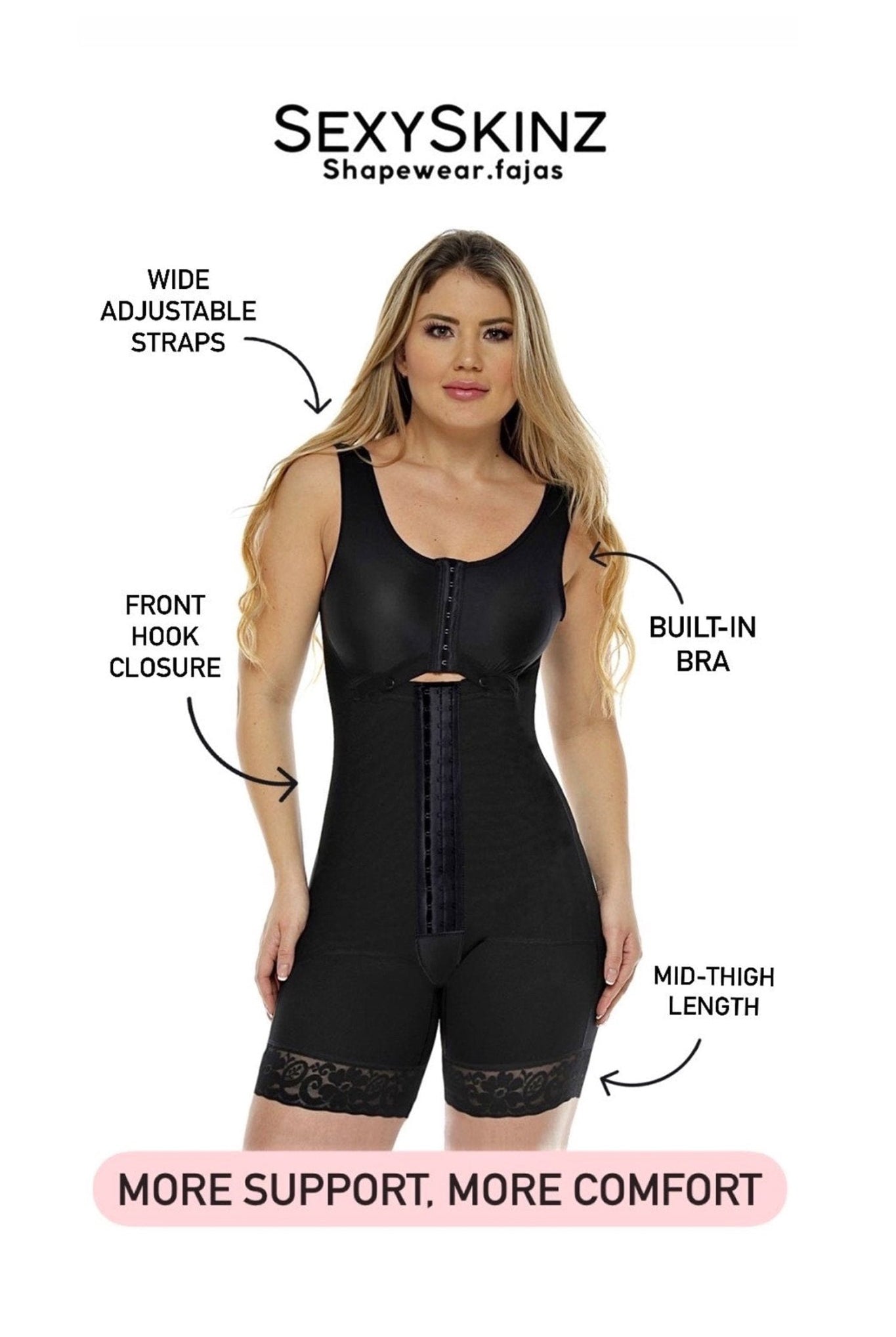 High compression Shaper With Built-In Bra - Sexyskinz Shapewear Fajas