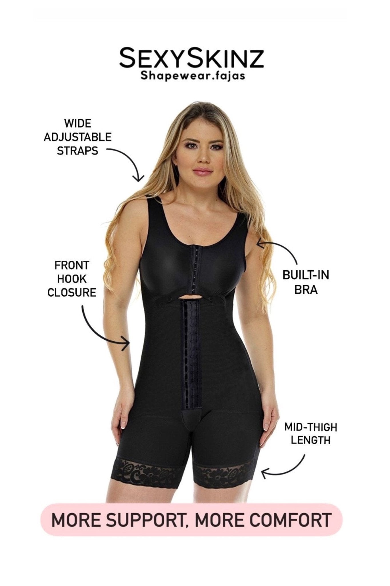 High compression Shaper With Built-In Bra - Sexyskinz Shapewear Fajas